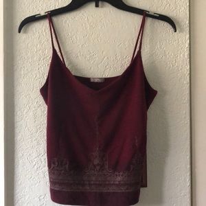 Heart moon star Burgundy cropped tank top
